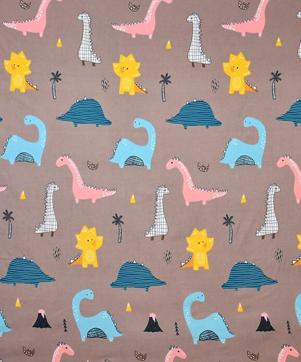 Dino Wonderland Flat Double Bedsheet With 2 Pillow Cover