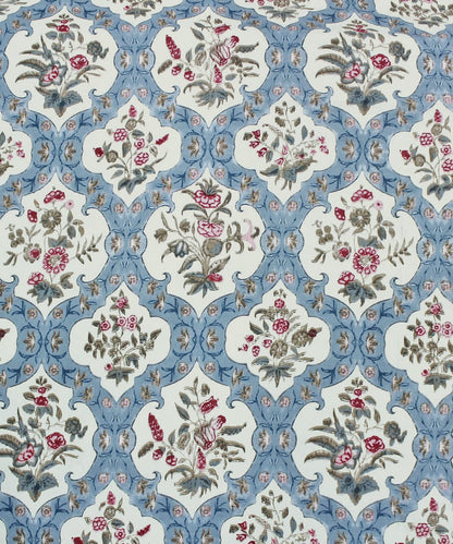 Blue Ethnic Flat Double Bedsheet With 2 Pillow Cover
