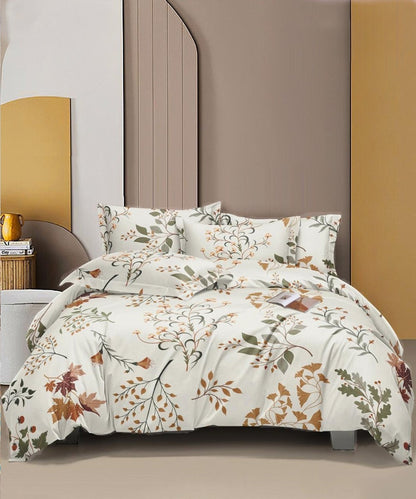 Autumn Breeze Flat Double Bedsheet With 2 Pillow Covers