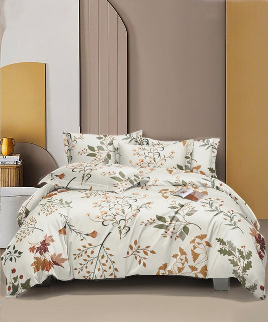 Autumn Breeze Flat Double Bedsheet With 2 Pillow Covers