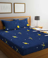Space Printed Flat Double Bedsheet with 2 Pillow Covers