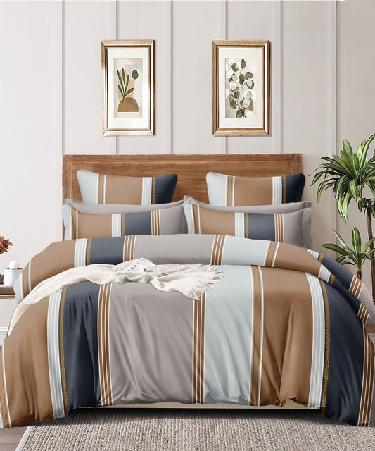 Multicolor Lines Flat Double Bedsheet With 2 Pillow Cover