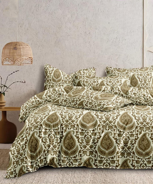 Heritage Bloom  Flat Double Bedsheet With 2 Pillow Covers