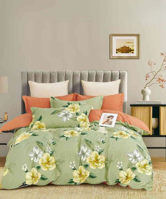 Green Whisper Flat King Bedsheet With 2 Pillow Covers