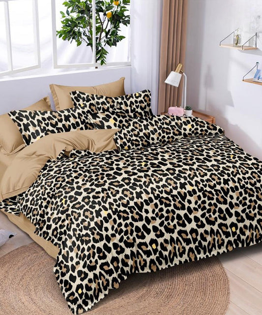 Animal Print Flat Double Bedsheet With 2 Pillow Cover