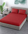 Red Satin Stripe Flat King Bedsheet With 2 Pillow Covers