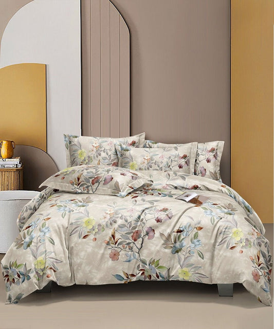 Blossom Beige Delight Flat King Bedsheet With 2 Pillow Covers