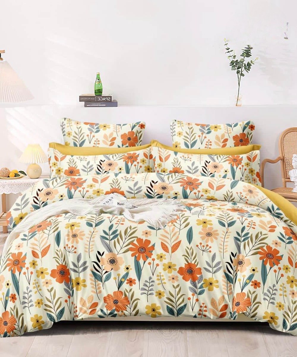 Nature's Whimsy Flat Double Bedsheet With 2 Pillow Covers