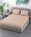 Cream Satin Stripe Flat King Bedsheet With 2 Pillow Covers