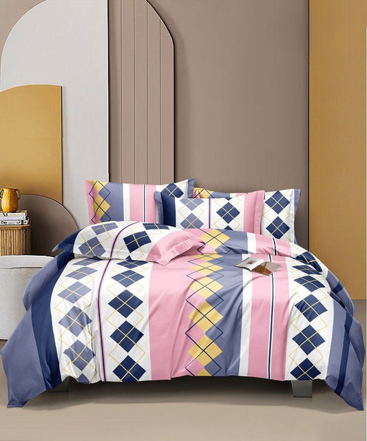 Blush Diamond Parade Flat Double Bedsheet With 2 Pillow Covers