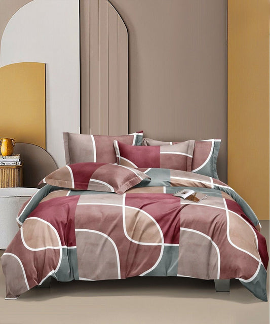 Vintage Grid Flat King Bedsheet With 2 Pillow Covers