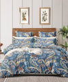 Blue Blossom Flat Double Bedsheet With 2 Pillow Cover