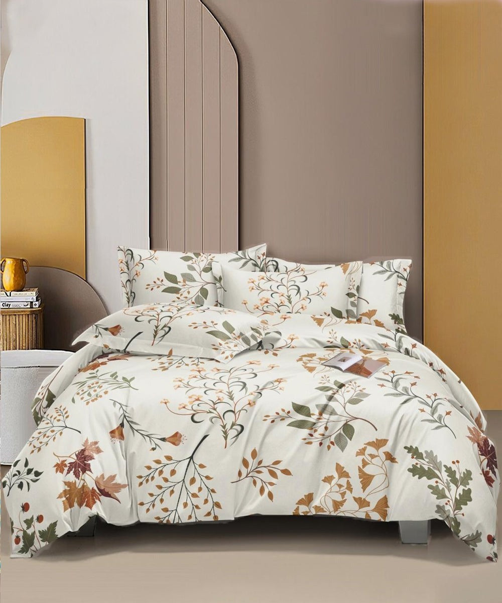 Autumn Breeze Flat King Bedsheet With 2 Pillow Covers