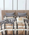 Brown Checks Flat Double Bedsheet With 2 Pillow Cover